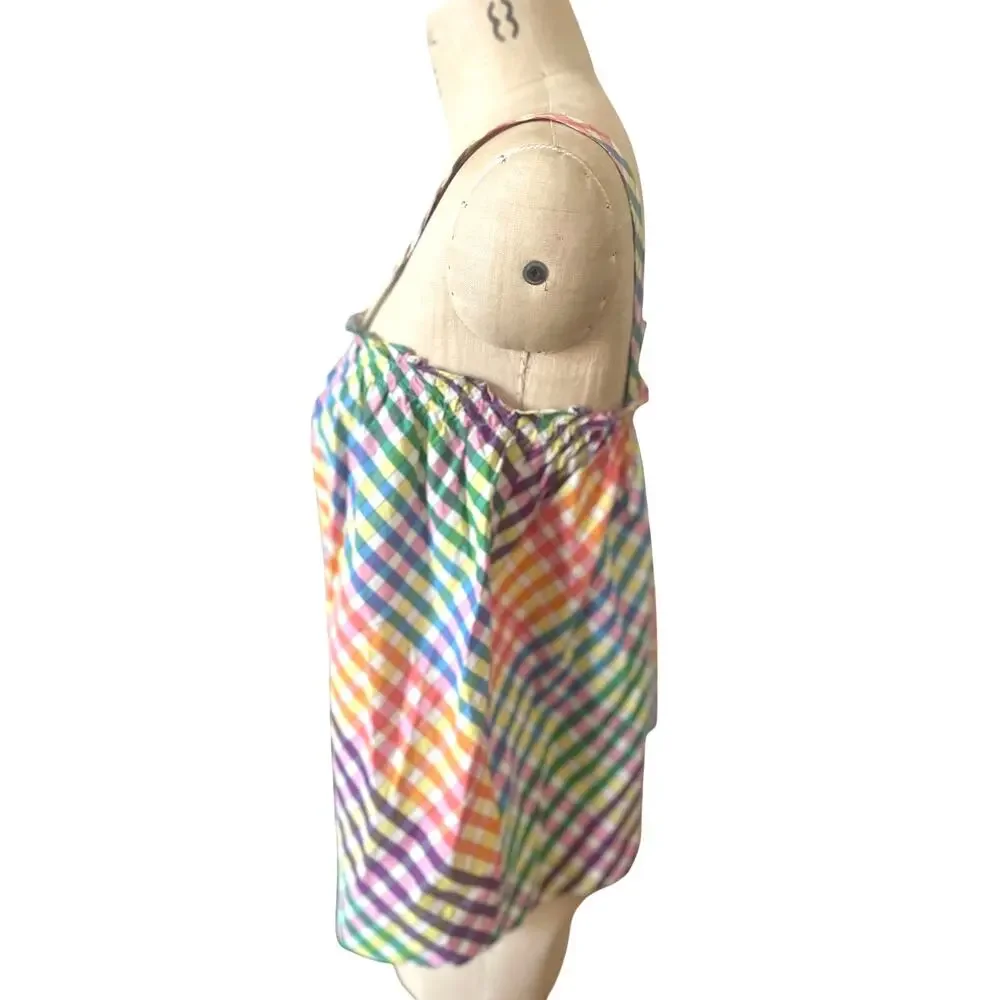 J.CREW Gingham Check Tank Top in Fun Rainbow Print Size 6